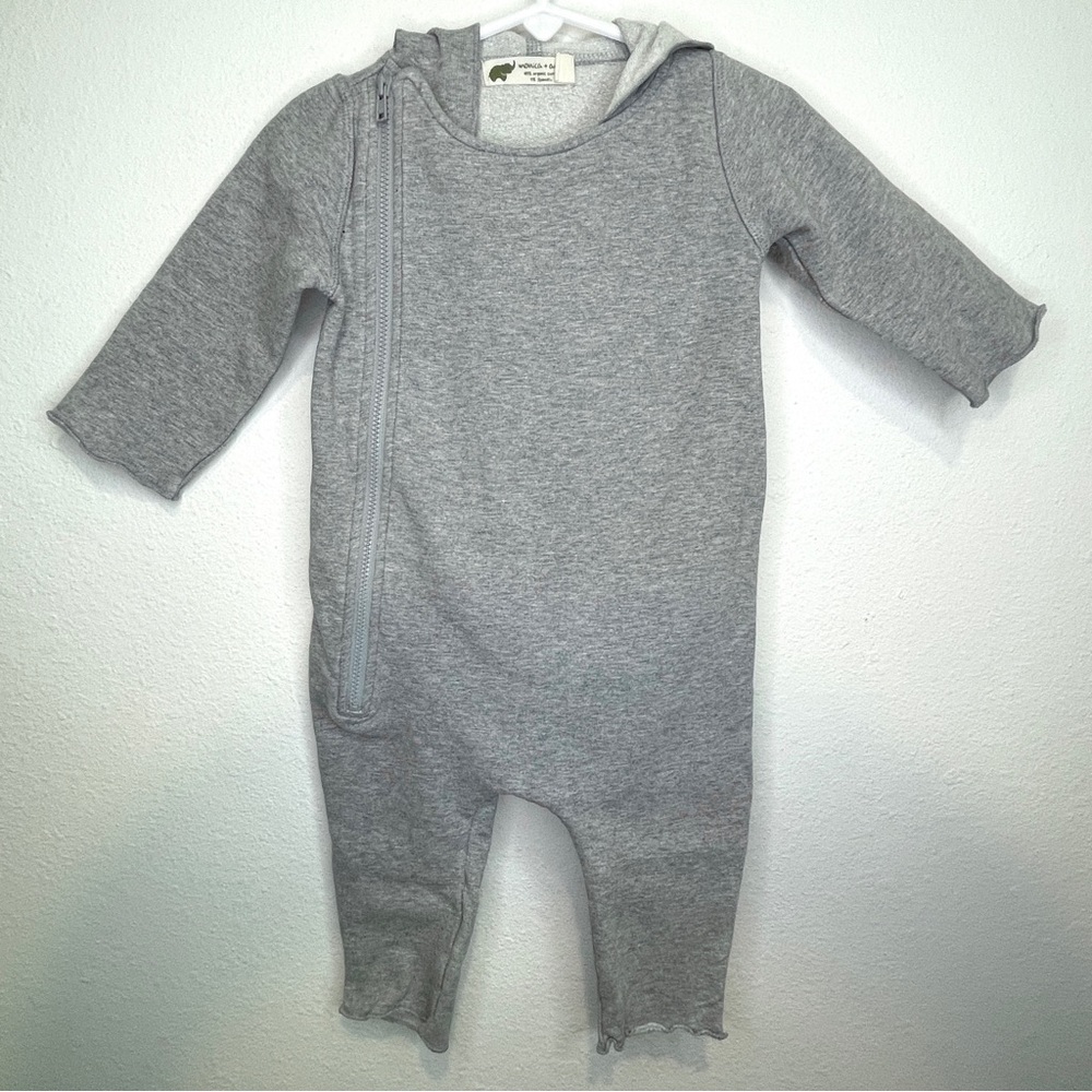 monica + andy gray sweatshirt hoodie romper